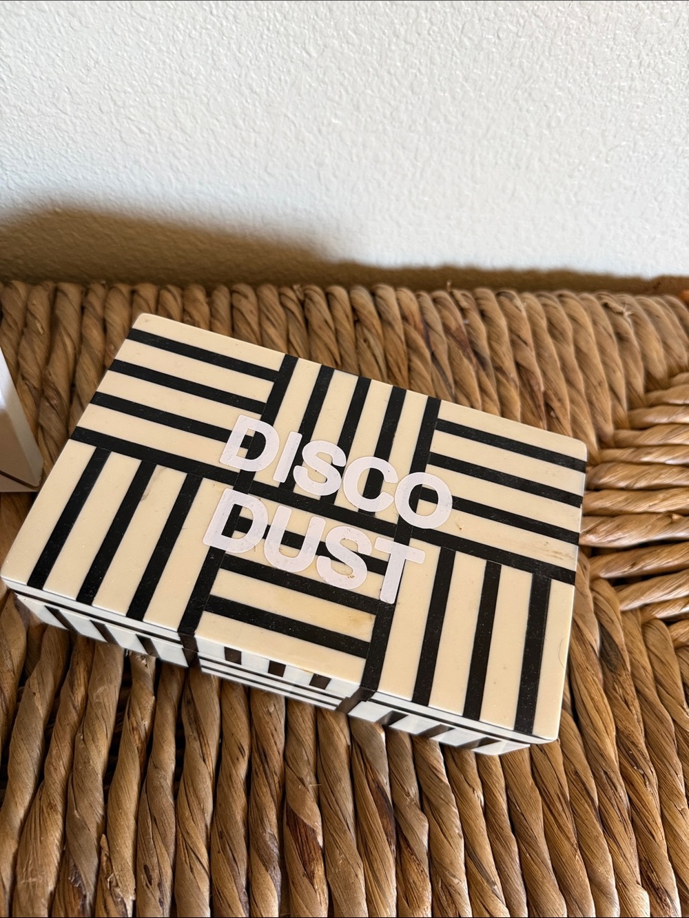 5x8” custom black-and-white art deco style disco dust lacquer box